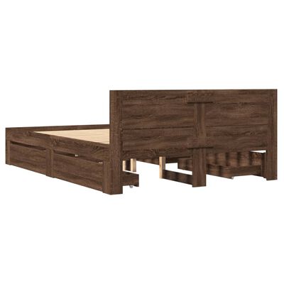 vidaXL Cadre de lit et tête de lit sans matelas chêne marron 140x190cm