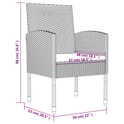 vidaXL Ensemble à manger de jardin 5 pcs noir résine tressée et acier