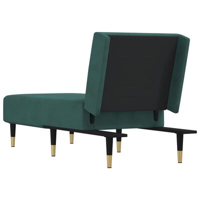 vidaXL Chaise longue vert foncé velours