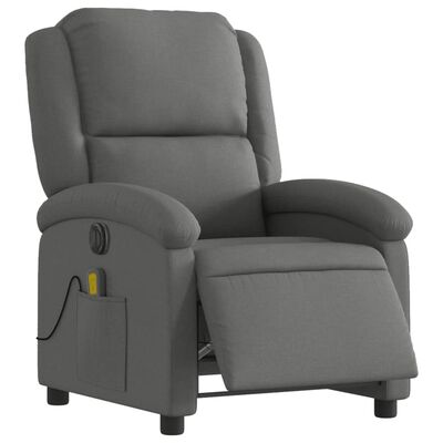 vidaXL Fauteuil inclinable de massage électrique gris foncé tissu