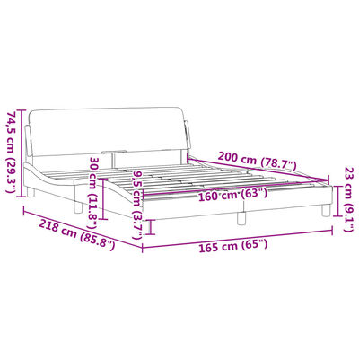 vidaXL Cadre de lit sans matelas noir et blanc 160x200 cm similicuir