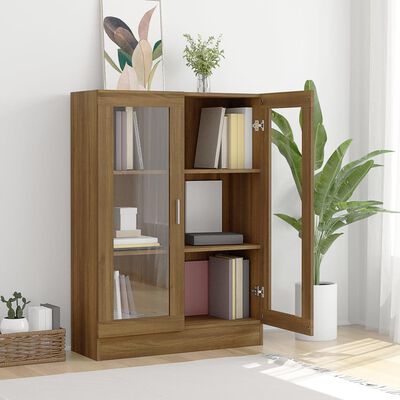 vidaXL Armoire à vitrine Chêne brun 82,5x30,5x115cm Bois d'ingénierie