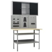 vidaXL Établi avec 3 panneaux muraux et 1 armoire