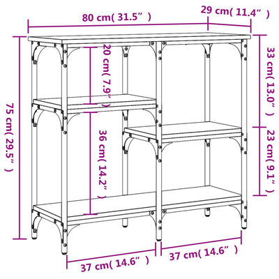 vidaXL Table console sonoma gris 80x29x75 cm bois d'ingénierie