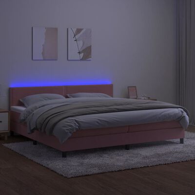 vidaXL Sommier à lattes de lit avec matelas et LED Rose 200x200 cm