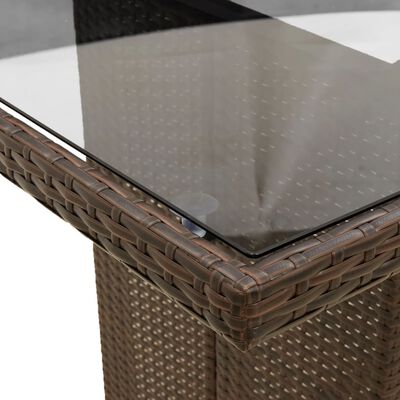 vidaXL Table de jardin dessus en verre marron 190x80x74 cm