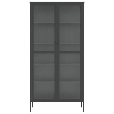 vidaXL Buffet haut noir 85x40x180 cm verre et acier