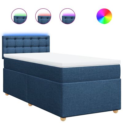 vidaXL Sommier à lattes de lit avec matelas Bleu 80x200 cm Tissu