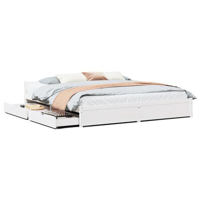 vidaXL Cadre de lit sans matelas blanc 200x200 cm bois massif de pin