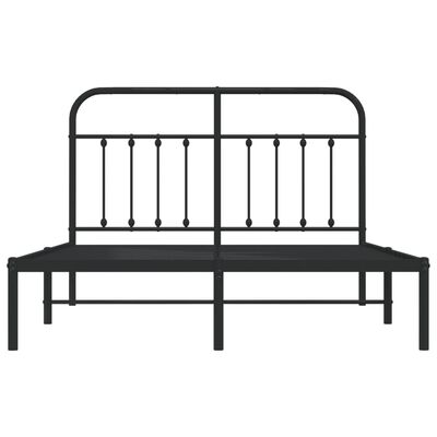 vidaXL Cadre de lit métal sans matelas avec tête de lit noir 140x190cm