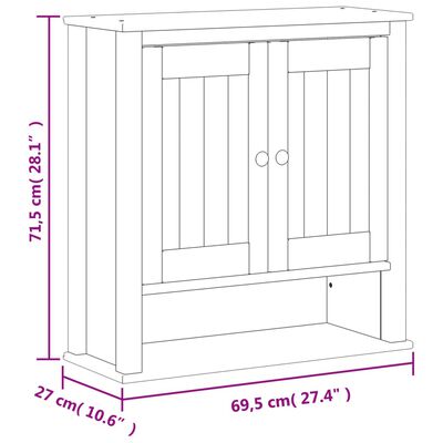 vidaXL Armoire murale de salle de bain BERG blanc bois massif