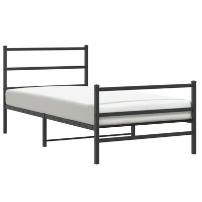 vidaXL Cadre de lit métal sans matelas avec pied de lit noir 107x203cm