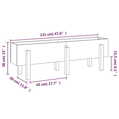 vidaXL Lit surélevé de jardin blanc 121x30x38 cm bois de pin massif