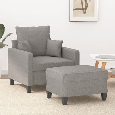 vidaXL Fauteuil avec repose-pied Gris clair 60 cm Tissu