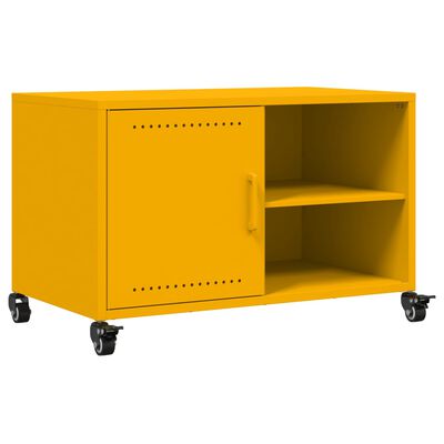 vidaXL Meuble TV jaune moutarde 68x39x43,5 cm acier