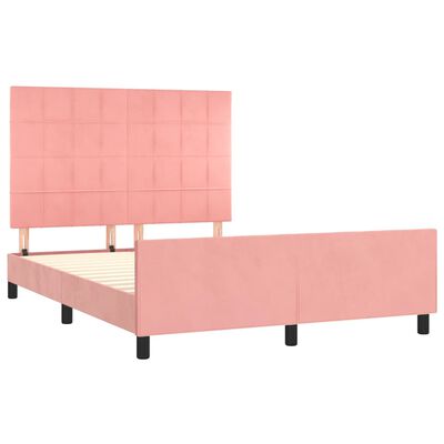 vidaXL Cadre de lit avec tête de lit Rose 140x200 cm Velours