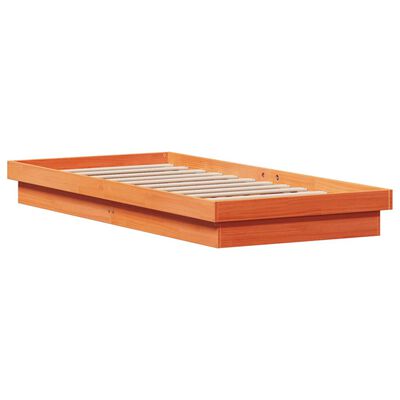 vidaXL Cadre de lit à LED sans matelas 75x190 cm bois massif