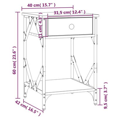 vidaXL Tables de chevet 2 pcs noir 40x42x60 cm bois d'ingénierie