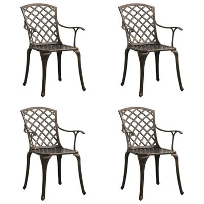 vidaXL Chaises de jardin lot de 4 Aluminium coulé Bronze