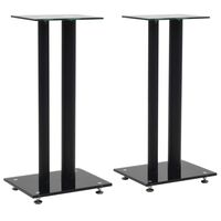 vidaXL Support haut-parleur 2pc Verre trempé Design 2 colonnes Noir