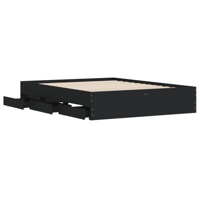 vidaXL Cadre de lit avec tiroirs sans matelas noir 140x190 cm