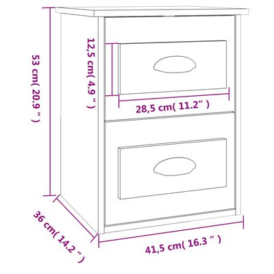 vidaXL Tables de chevet murales 2 pcs chêne sonoma 41,5x36x53 cm