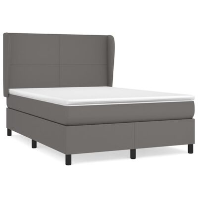 vidaXL Sommier à lattes de lit avec matelas Gris 140x200 cm Similicuir