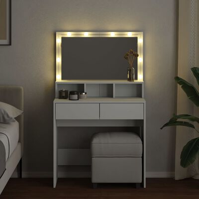 vidaXL Coiffeuse avec LED blanc 80x41x134,5 cm