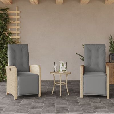 vidaXL Chaises inclinables de jardin lot de 2 avec repose-pied rotin