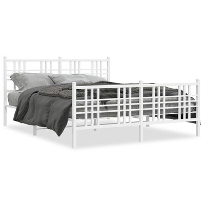 vidaXL Cadre de lit métal sans matelas et pied de lit blanc 150x200 cm