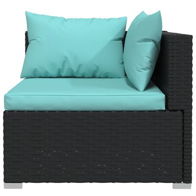 vidaXL Salon de jardin 6 pcs avec coussins résine tressée noir