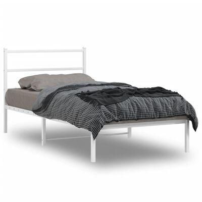 vidaXL Cadre de lit métal sans matelas et tête de lit blanc 100x200 cm