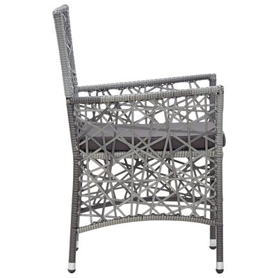 vidaXL Chaises d'extérieur lot de 2 avec coussins Résine tressée Gris