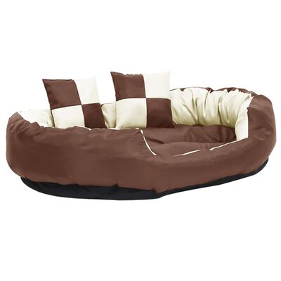 vidaXL Coussin réversible lavable de chien Marron et crème 110x80x23cm