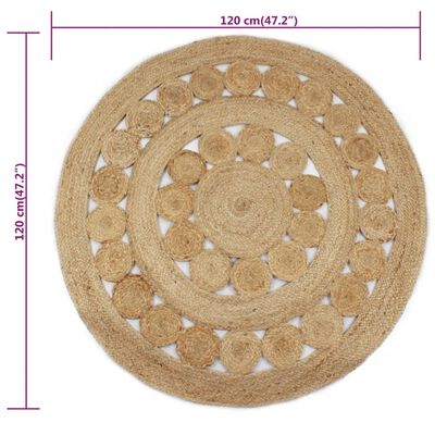 vidaXL Tapis Jute design tressé 120 cm Rond