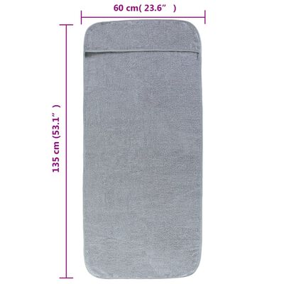 vidaXL Serviettes de plage 2 pcs gris 60x135 cm tissu 400 GSM