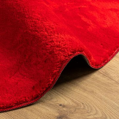 vidaXL Tapis HUARTE à poils courts doux et lavable rouge Ø 160 cm