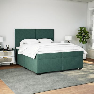 vidaXL Sommier à lattes de lit et matelas Vert foncé 200x200cm Velours