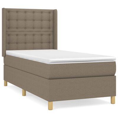 vidaXL Sommier à lattes de lit avec matelas Taupe 90x190 cm Tissu