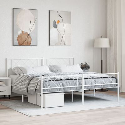 vidaXL Cadre de lit métal sans matelas et pied de lit blanc 193x203 cm