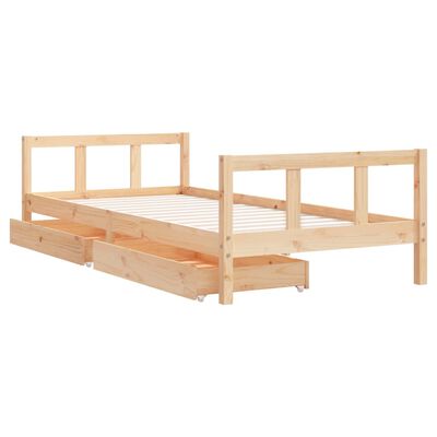 vidaXL Cadre de lit enfant avec tiroirs 90x200 cm bois de pin massif