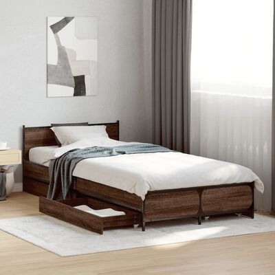 vidaXL Cadre de lit avec tiroirs sans matelas chêne marron 90x200 cm