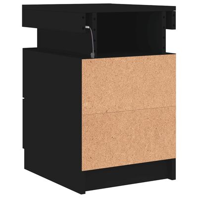 vidaXL Table de chevet avec lumières LED noir 35x39x55 cm