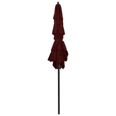 vidaXL Parasol de jardin à 3 niveaux mât en aluminium rouge bordeaux