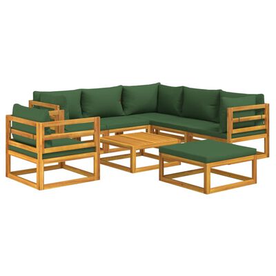 vidaXL Salon de jardin 8 pcs avec coussins vert bois massif