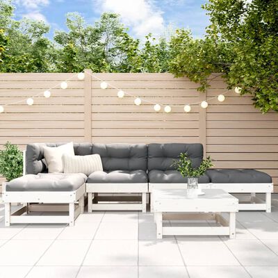 vidaXL Salon de jardin 6 pcs Blanc Bois de pin massif