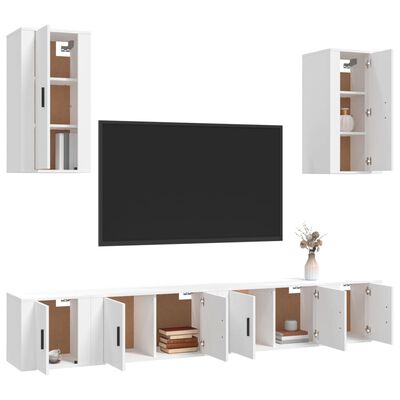 vidaXL Ensemble de meubles TV 6 pcs Blanc Bois d'ingénierie