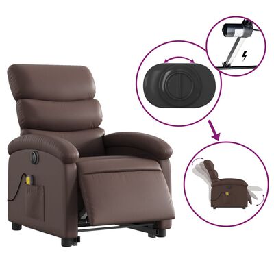 vidaXL Fauteuil inclinable de massage électrique marron similicuir