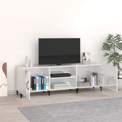 vidaXL Meuble TV blanc brillant 150x30x50 cm bois d'ingénierie