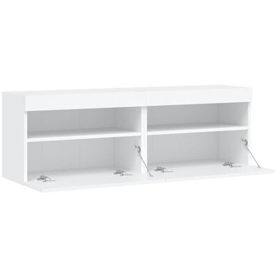 vidaXL Meubles TV muraux avec lumières LED 2 pcs blanc 60x30x40 cm